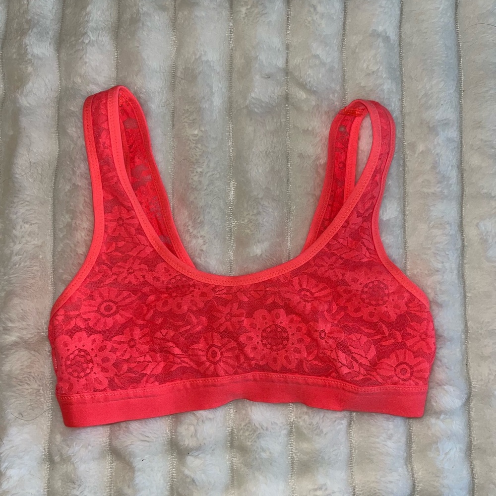 Hot pink lace bralette